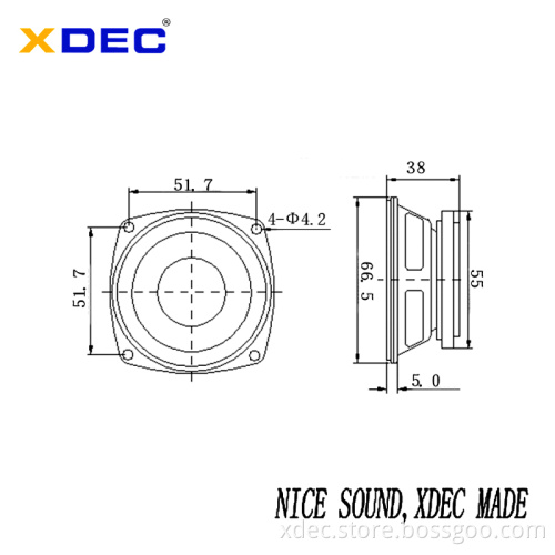 2.5 inch 4Ohm 5W external magnet loudspeaker